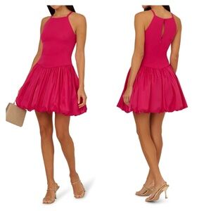 NEW Adrianna Papell Knit Crepe Mini Dress Bright Rose Pink 14 NWT